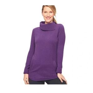 Talbots, Purple Dot Pullover with Split Turtleneck and Front Pocket, sz XL
